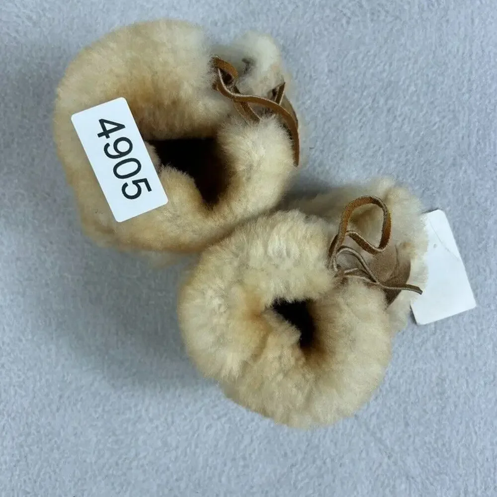Fur Brown Baby Slippers Unisex Girls & Boys - Size: 3-6 Months